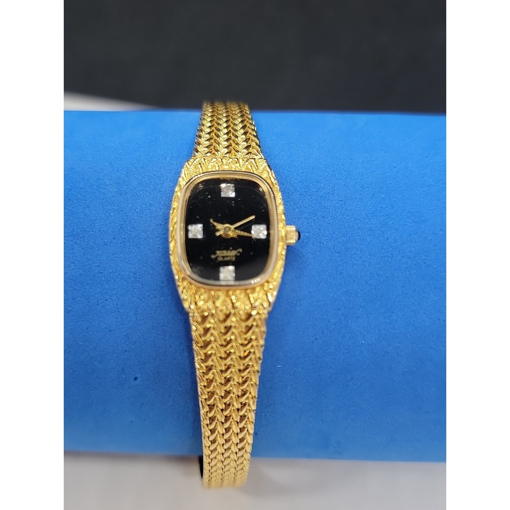 Xavier Masterpiece Women Fashion Diamond Gold Tone Quartz Watch 7 1/2"